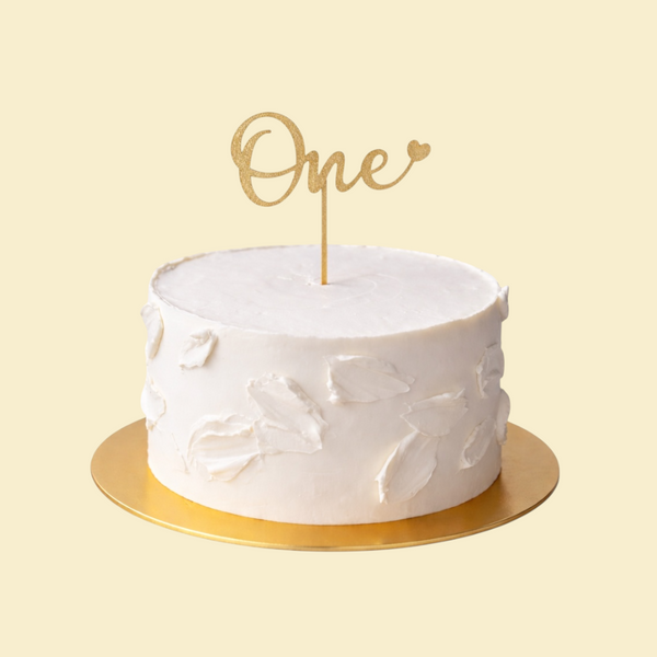 Baby Smash Cake „Pure Cream One“ – Minimalistische Geburtstagstorte in Creme mit Gold-Topper (Sahne)