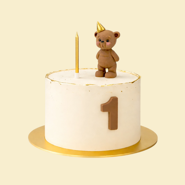 Bärchen Geburtstagstorte mit Goldzahl – 1. Geburtstag Torte