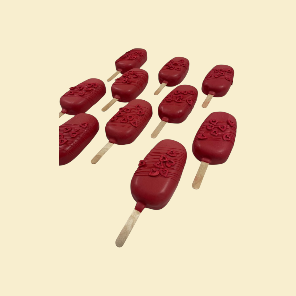 Kuchen am Stiel rot mit Herz (ab 10 Stk.)