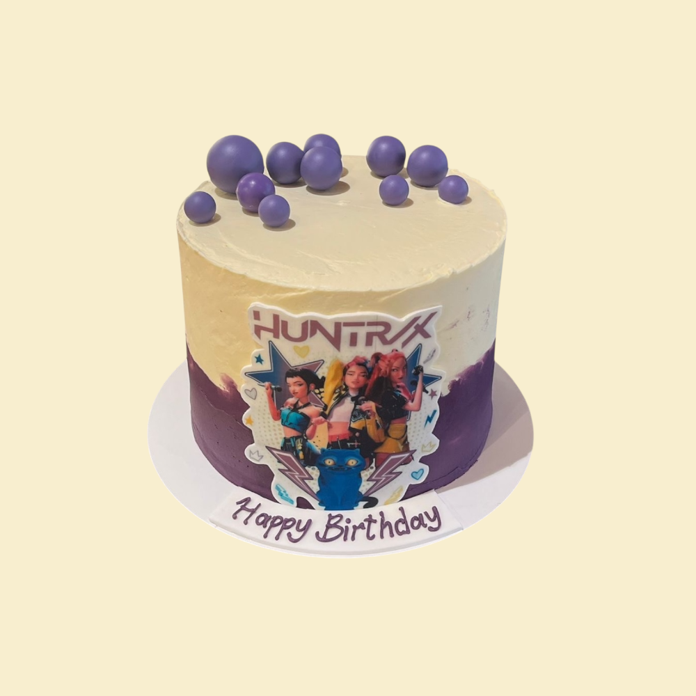 Demon Hunters  Birthday Cake – zweifarbige Creme-Torte mit personalisiertem Essbild