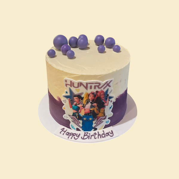 Demon Hunters  Birthday Cake – zweifarbige Creme-Torte mit personalisiertem Essbild