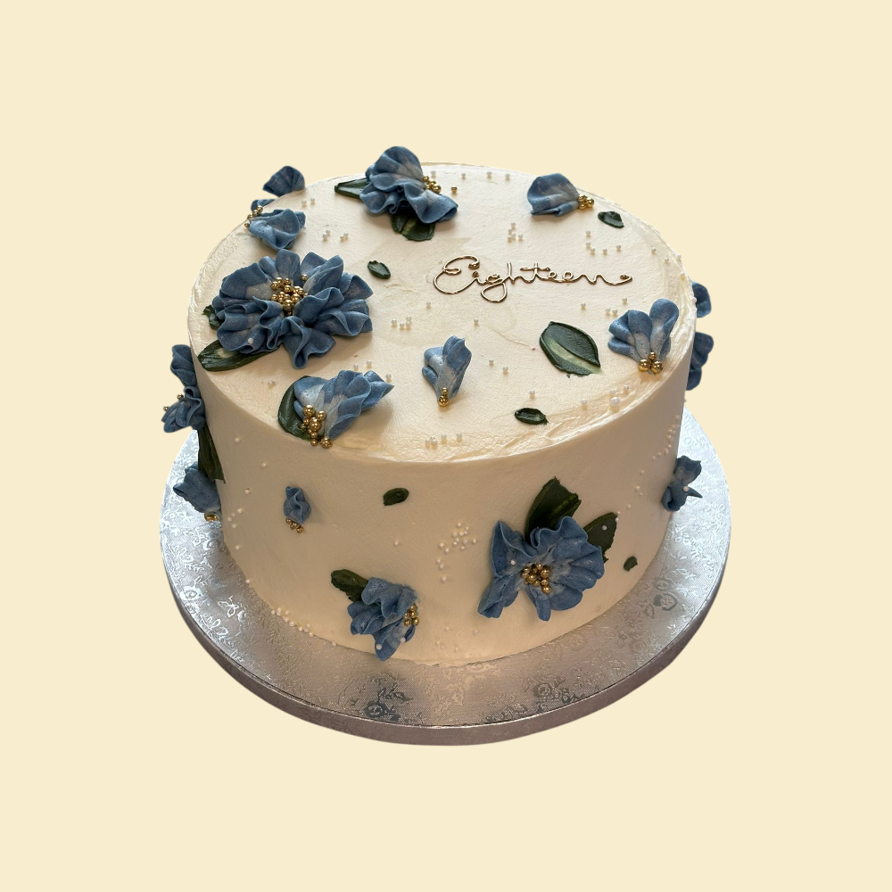 Elegant Blue Blossom – Eighteen Cake
