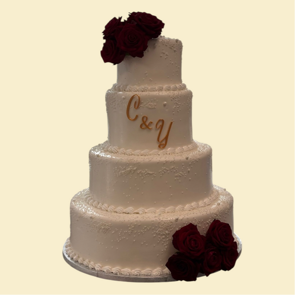 Royal Red – Hochzeitstorte mit Bordeauxrosen