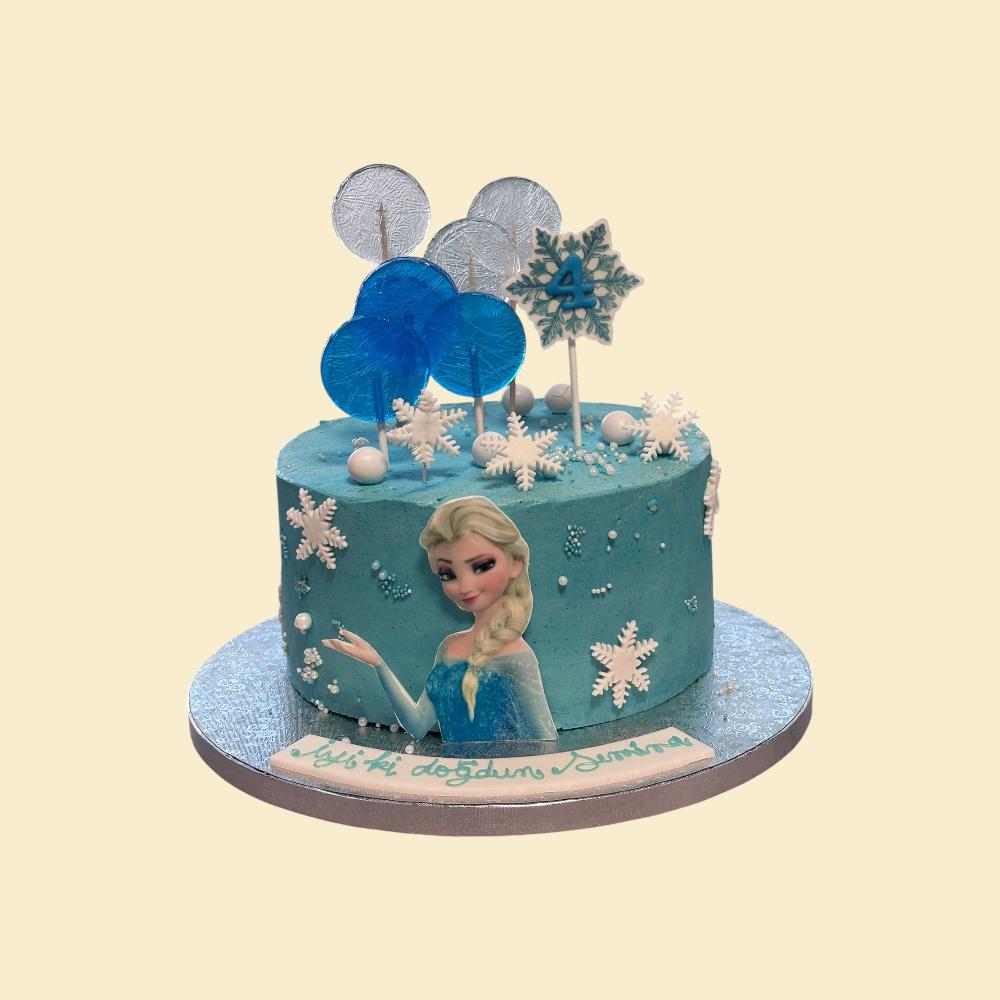 Winterzauber-Torte – Blaue Schneeflocken-Geburtstagstorte