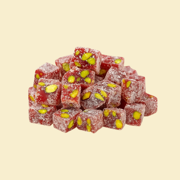 Hindistan cevizli Narlı Fıstıklı Duble – Granatapfel-Pistazien Lokum mit Kokos