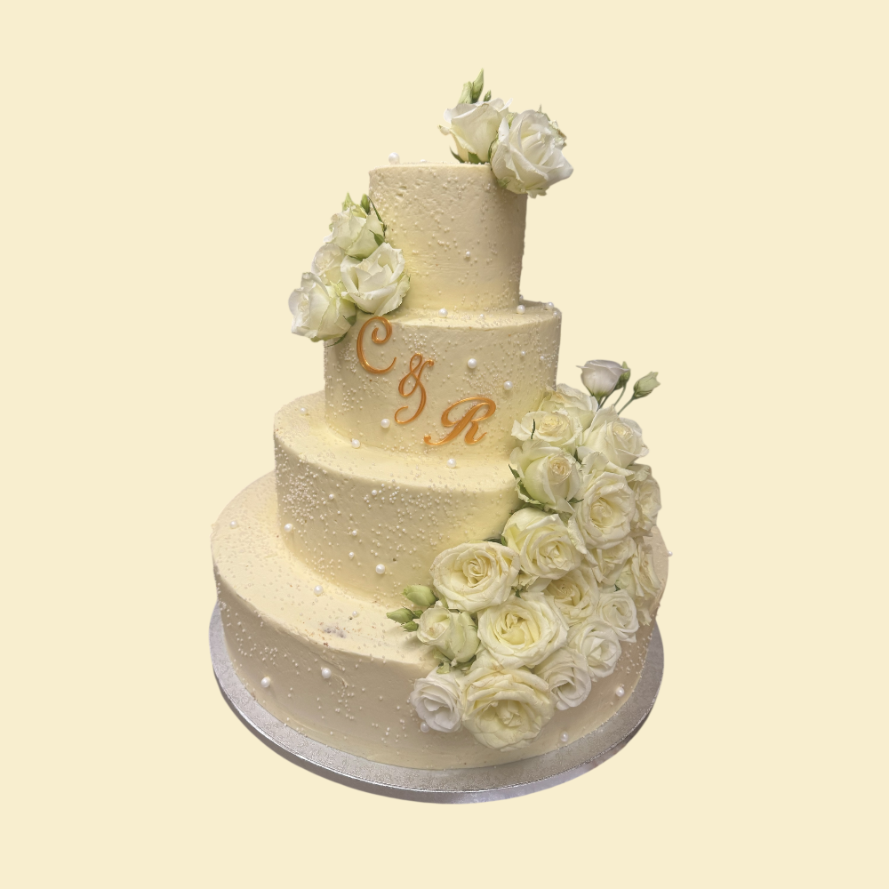Perlen & Rosen – Exklusive Hochzeitstorte