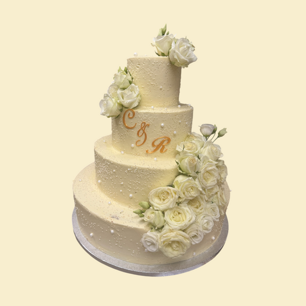 Perlen & Rosen – Exklusive Hochzeitstorte