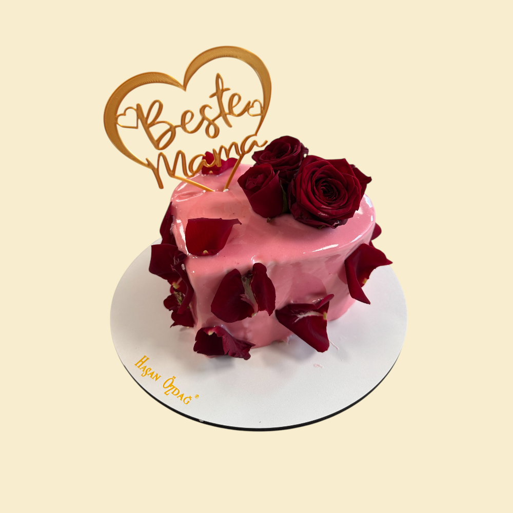 Herztorte Best Mama mit Topper (Rosa)