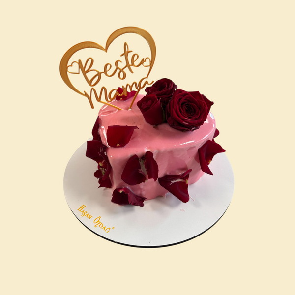 Herztorte Best Mama mit Topper (Rosa)
