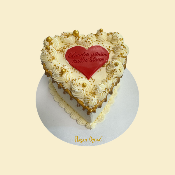 Herztorte Anneler Günün kutlu olsun Rot (Buttercreme)