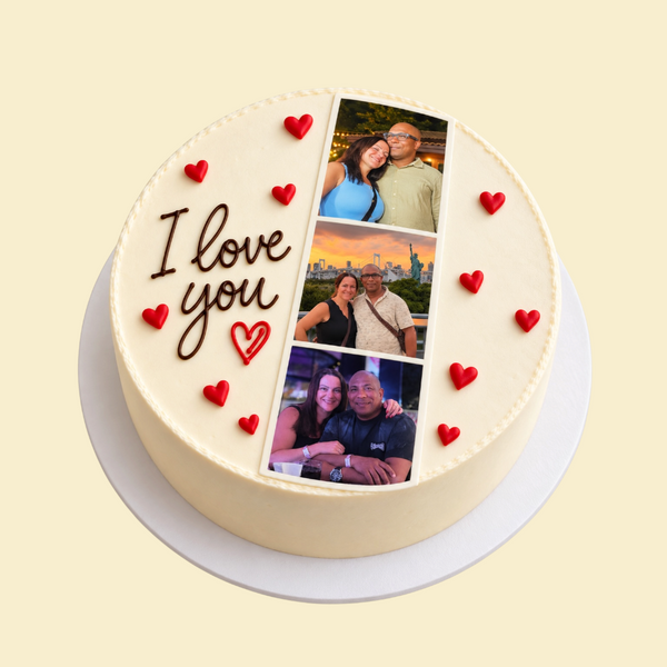 Love Story Fototorte – Personalisierte Torte mit 3 Wunschfotos