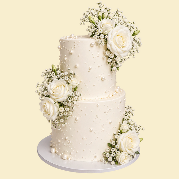 2 stöckige Perlentraum Hochzeitstorte