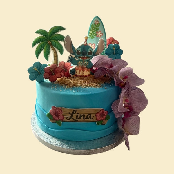 Stitch-Torte im Hawaii-Stil mit Wunschname