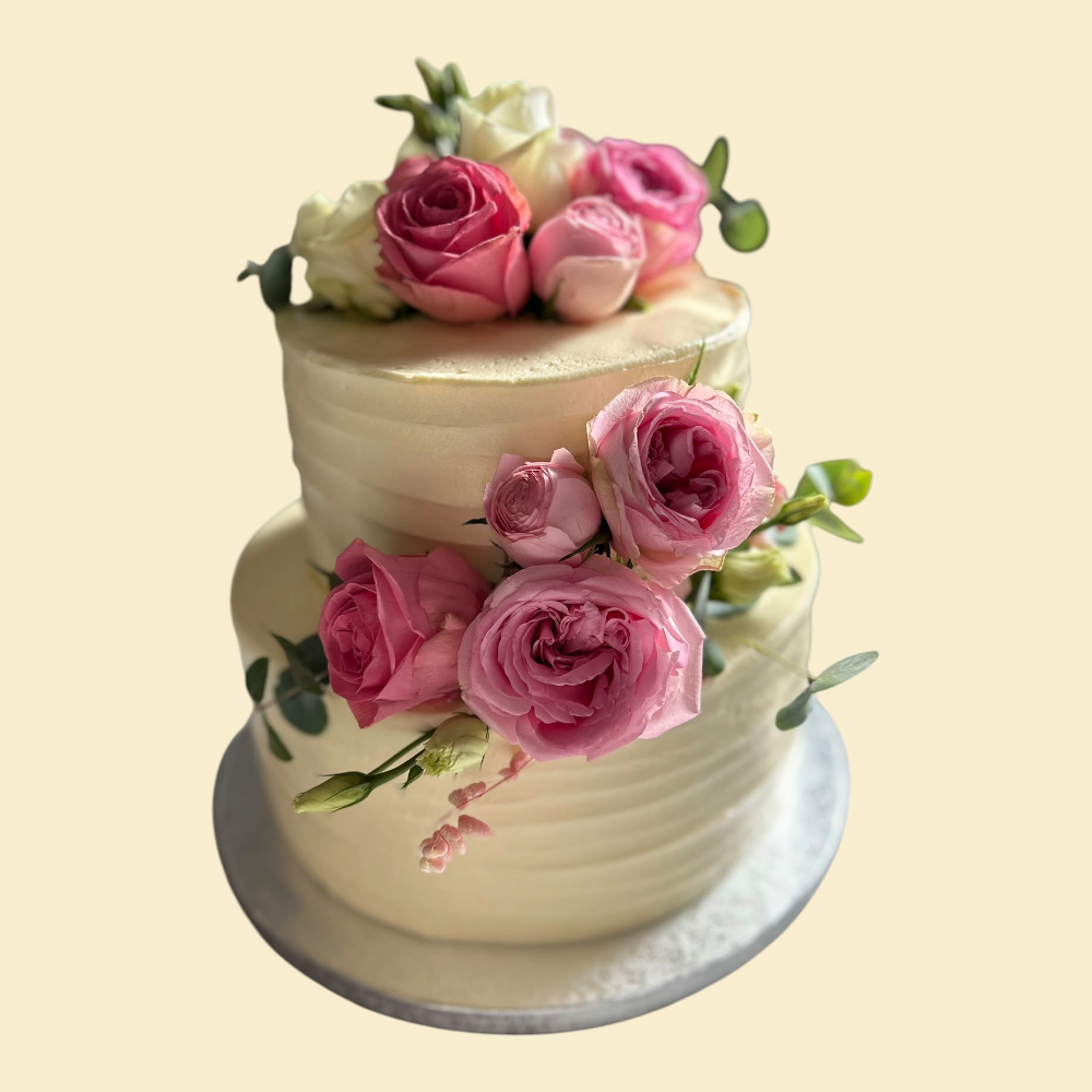 2 stöckige Rose Torte mit Buttercreme