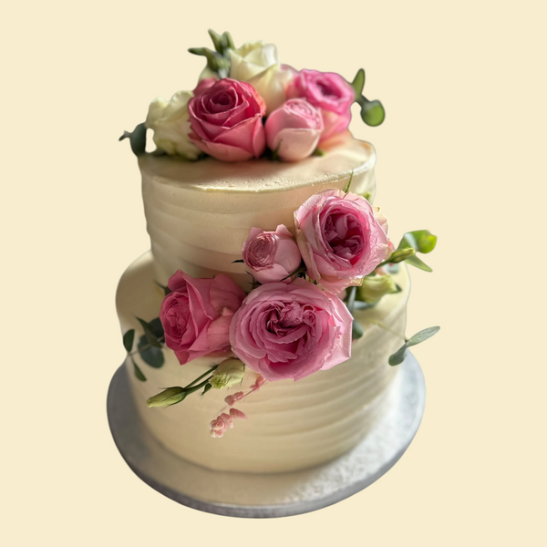 2 stöckige Rose Torte mit Buttercreme