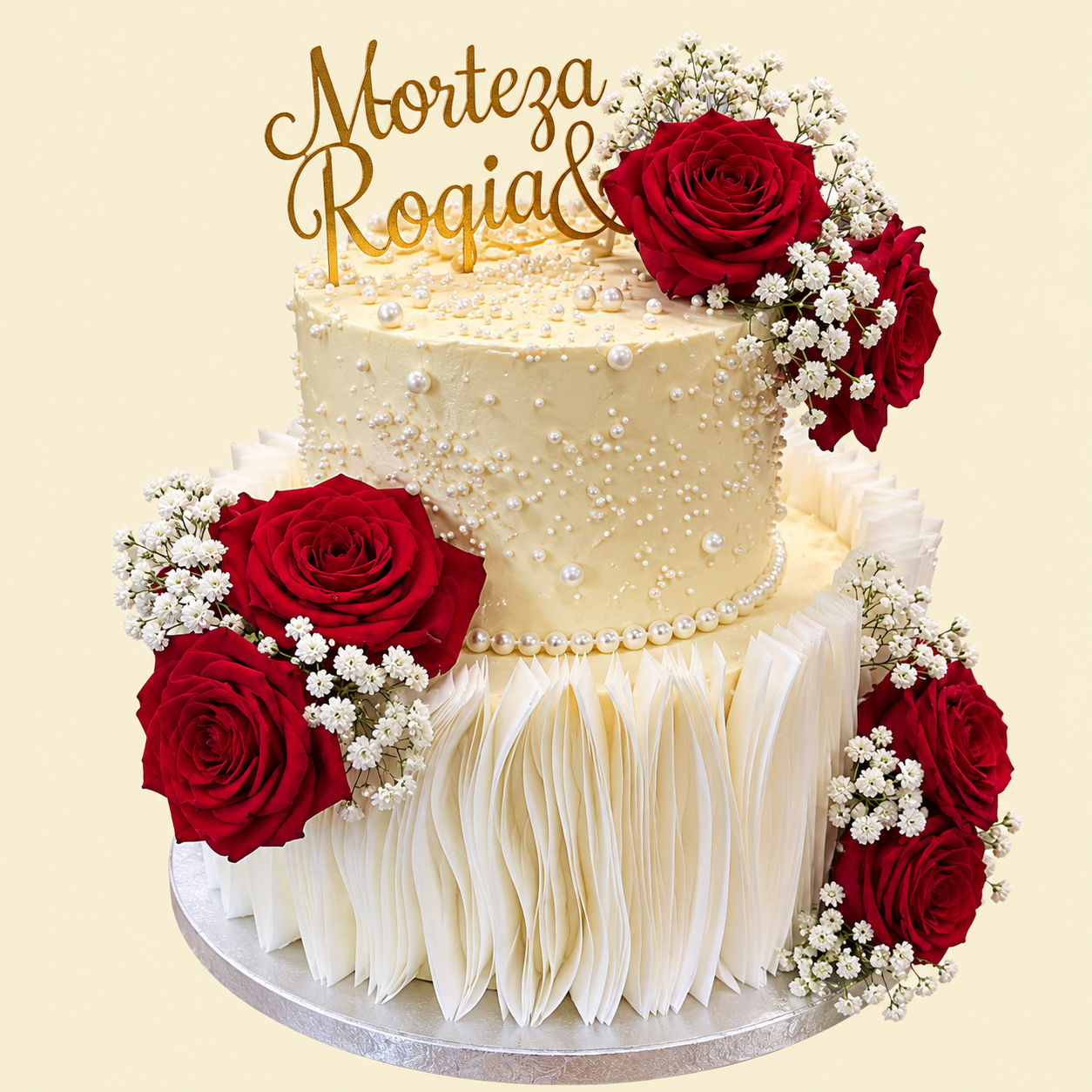 Red Rose Luxury Esspapier-Torte personalisiert