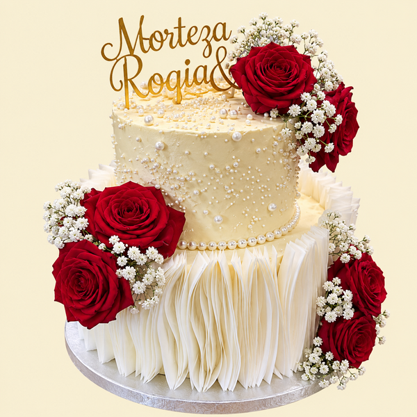 Red Rose Luxury Esspapier-Torte personalisiert