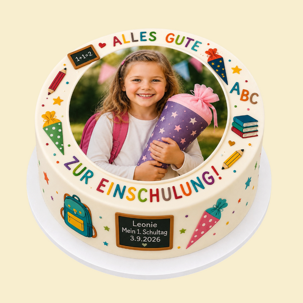 Schulkind Fototorte – Individuell mit eigenem Foto