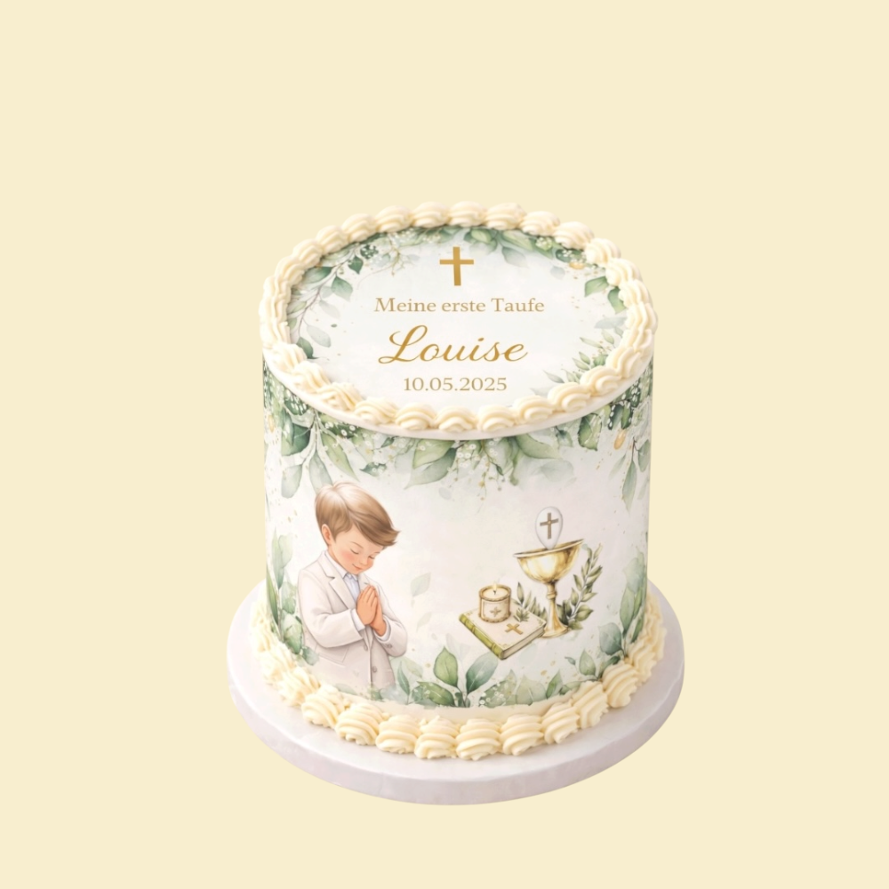 Personalisierte Tauftorte Fondantdruck Deluxe