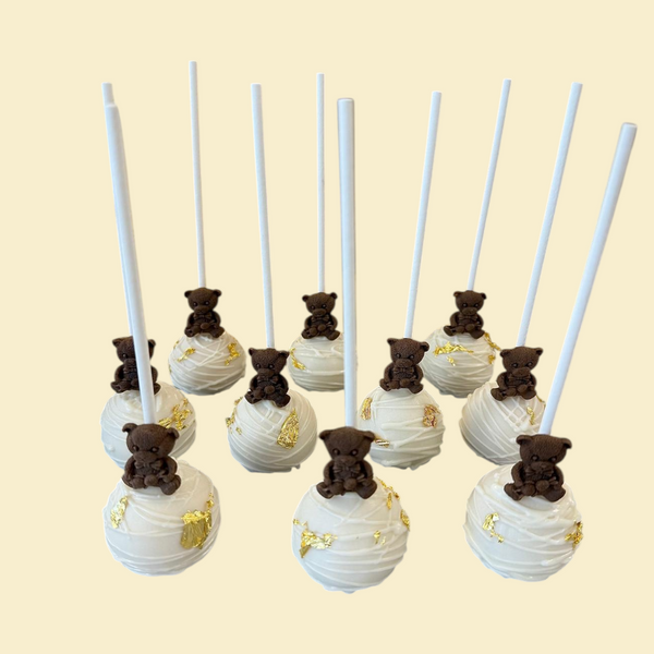 Cakepops Weiß Blattgold mit Teddybär      (ab 10 Stk.)