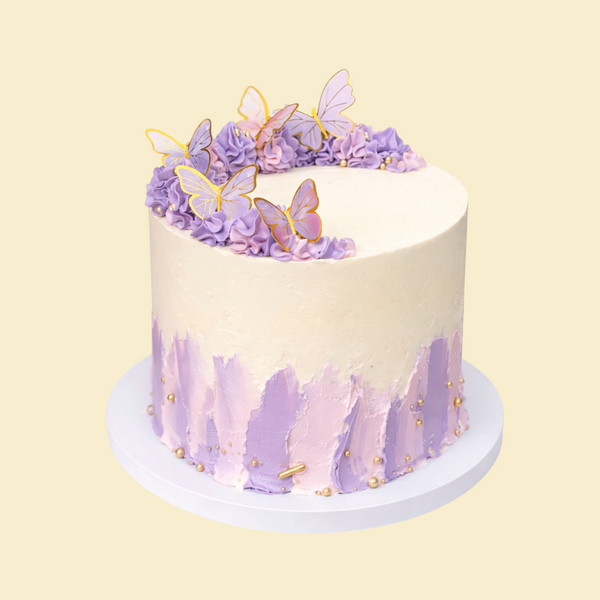 Schmetterling Torte lila – elegante Buttercreme Geburtstagstorte