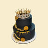 2 Etagen  Schwarze Geburtstagstorte mit Blattgold ,Krone und Gold Drip