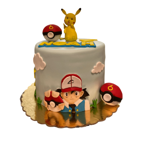 Motivtorte Pokemon mit Pokebälle und Pichachu