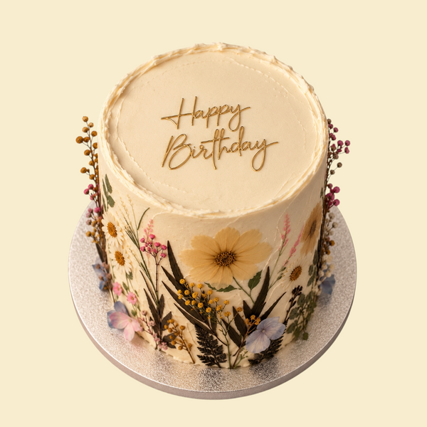 Vintage Torte mit Trockenblumen