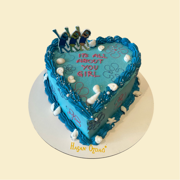 Schwammkopf Party-Torte in Herzform – „it‘s all about you girl