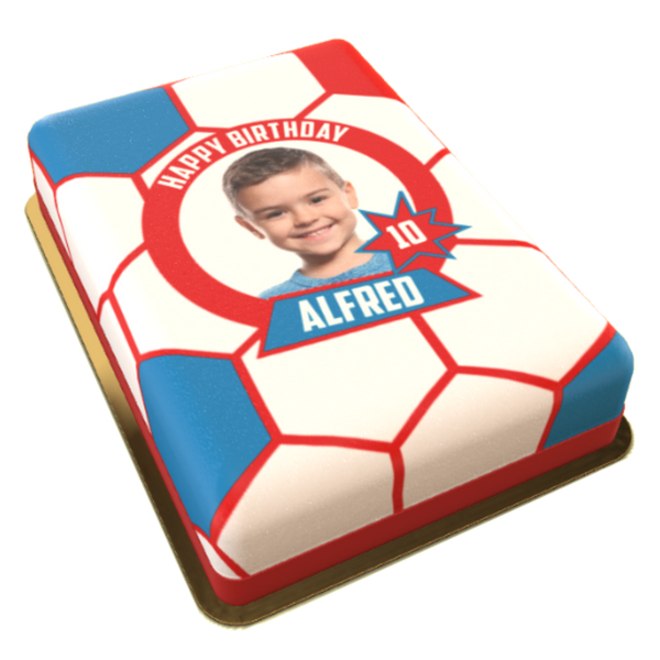 Fussball Torte personalisiert mit Wunschfoto Namen und Alter