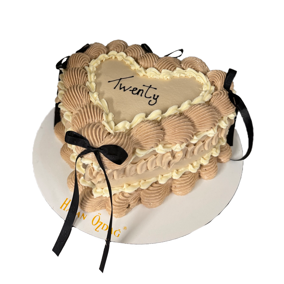 Herztorte Beige mit Schleifen