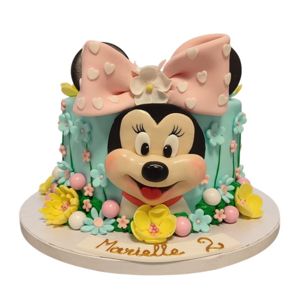 Minnie Maus Torte modelliert mit Blümchen