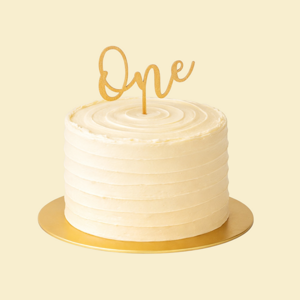 Baby Smash Cake „Cream Swirl One“ – Schlichte Geburtstagstorte in Creme mit Gold-Topper