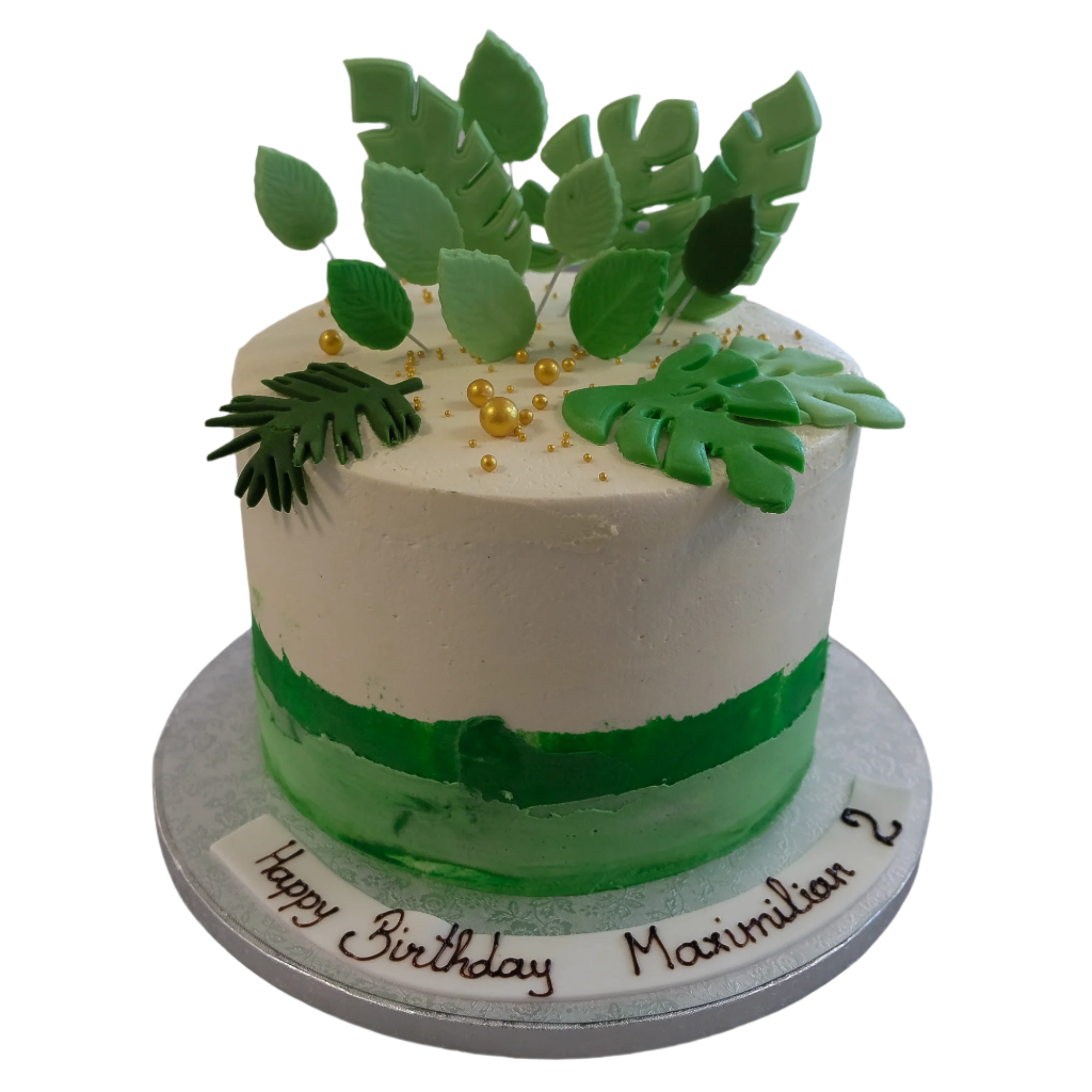 Torte mit Tropenblättern Torte mit Tropenblättern