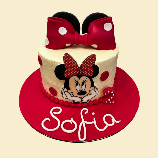 Rote Minnie Maus Torte mit Esspapierdruck