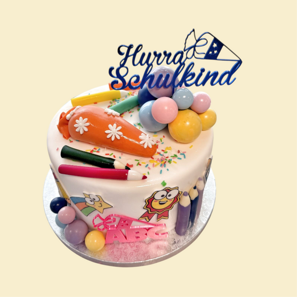 “Hurra Schulkind – Buntkugel-Torte mit Schultüte