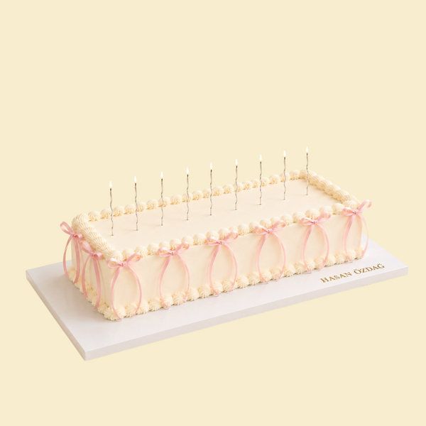 Vintage rosa Schleifen-Torte rechteckig (ohne Kerzen)
