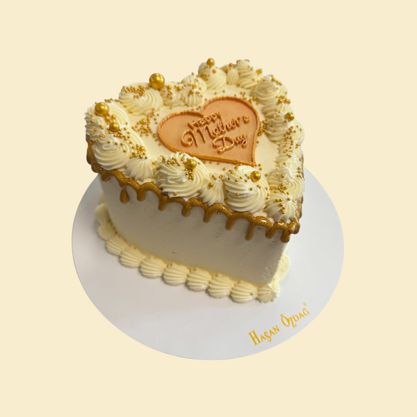 Herztorte Happy Mothers  day in Gold ( Buttercreme)