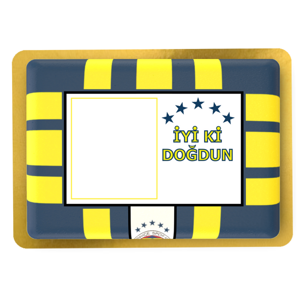 Fenerbahçe Fussball Torte personalisiert mit Wunschfoto Namen und Alter