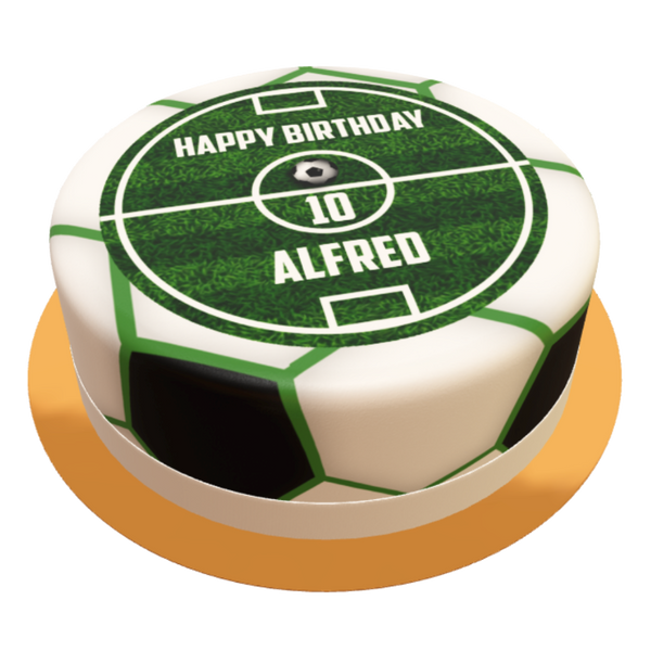 Fussball Runde Torte personalisiert mit Wunschtext, Name und Alter