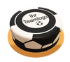 Fussballtorte: Ihr Teamlogo personalisiert mit Wunschtext, Name und Alter