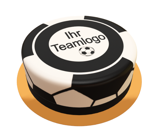 Fussballtorte: Ihr Teamlogo personalisiert mit Wunschtext, Name und Alter