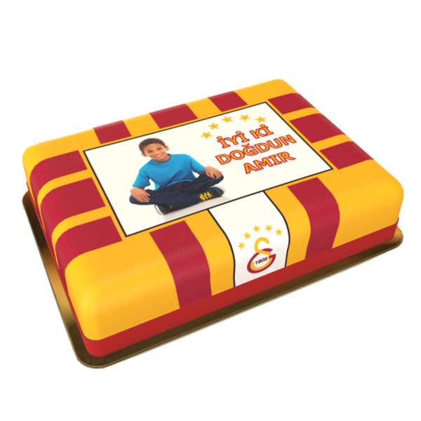 Galatasaray Fussball Torte personalisiert mit Wunschfoto Namen und Alter
