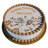 Goldene Rosen Torte – personalisiert mit Wunschtext Edler Fondantdruck in Goldoptik