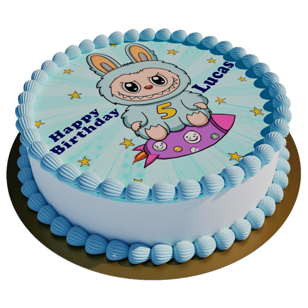 Labubu Blau personalisiert mit Wunschtext