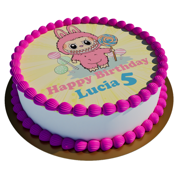 Labubu Rosa personalisiert mit Wunschtext