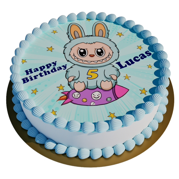 Labubu Blau personalisiert mit Wunschtext