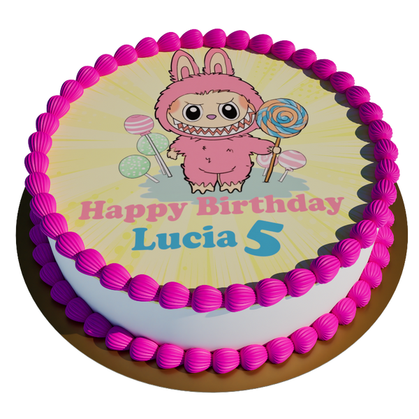 Labubu Rosa personalisiert mit Wunschtext