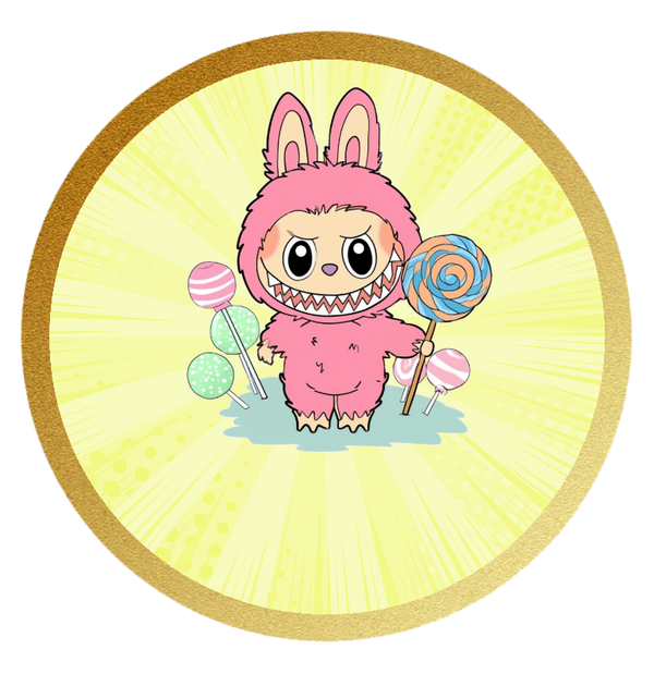 Labubu Rosa personalisiert mit Wunschtext