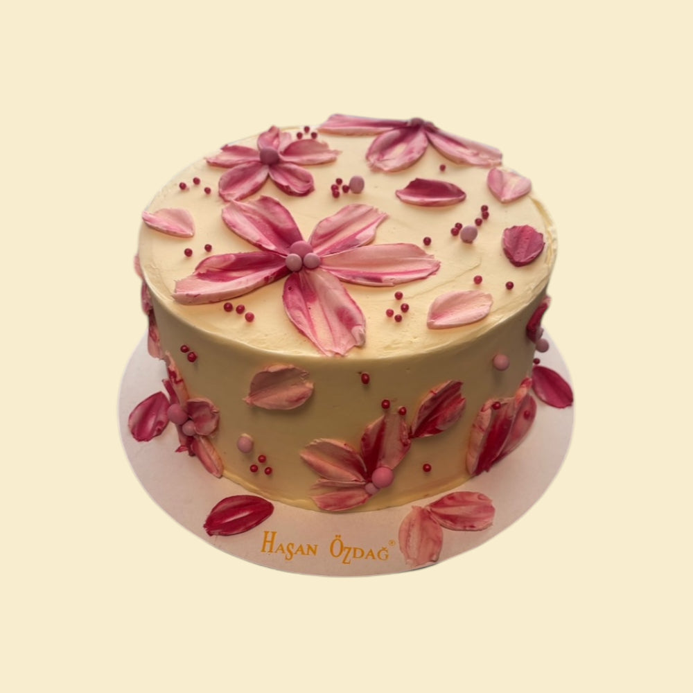 Elegante Blütentorte in Rosa & Creme